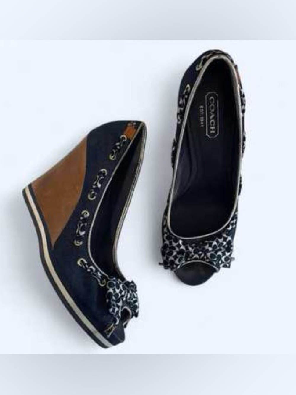 Coach Thalia Denim Wood Wedges